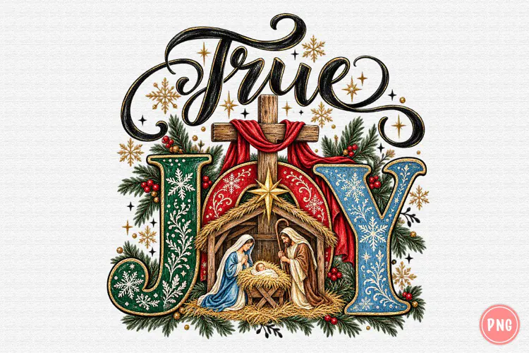 Joy Jesus Nativity Christmas PNG | Vintage Christian Png