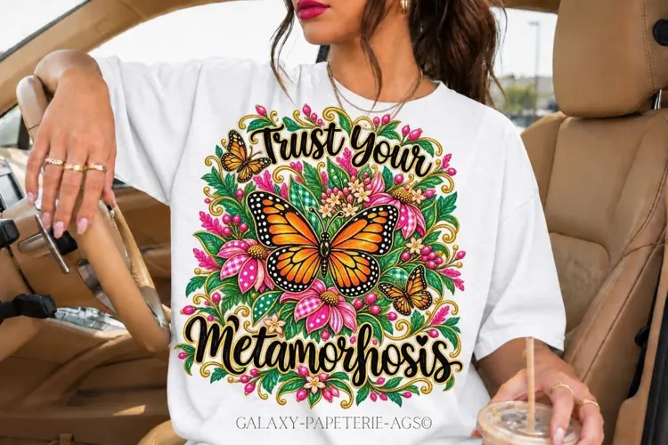 Trust Your Metamorphosis Floral Butterfly PNG