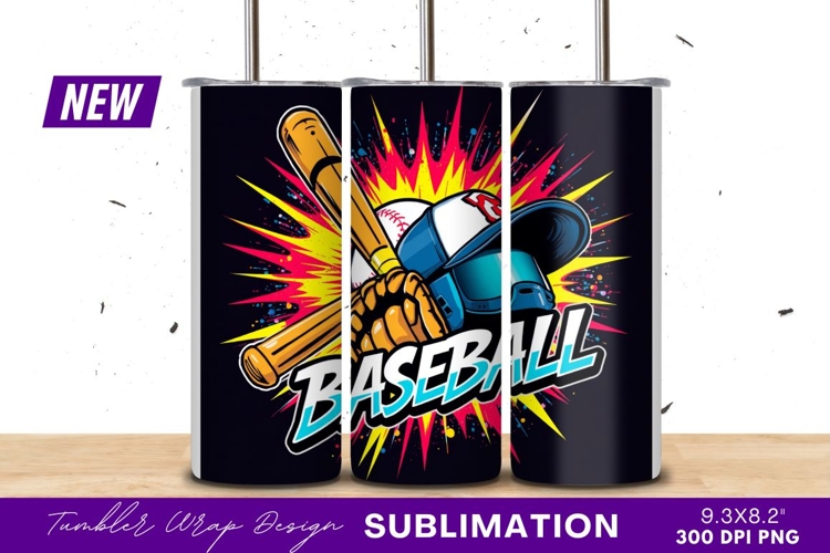 Vibrant Baseball Gear Illustration Tumbler Png