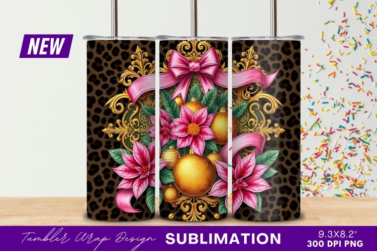 Luxurious Christmas Ornament Floral Tumbler Png Design example image 1