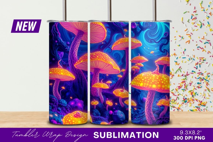 Psychedelic Mushroom Forest Dreamlike Tumbler Png