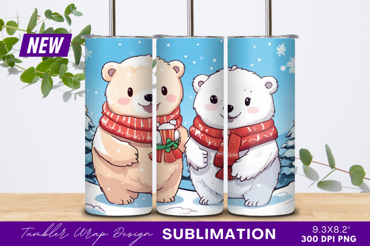 Cute Bears With Scarves Winter Illustration Tumbler Png