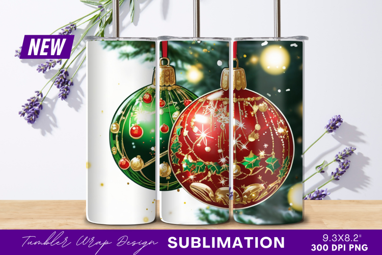 Festive Christmas Ornaments Red And Green Holiday Tumbler