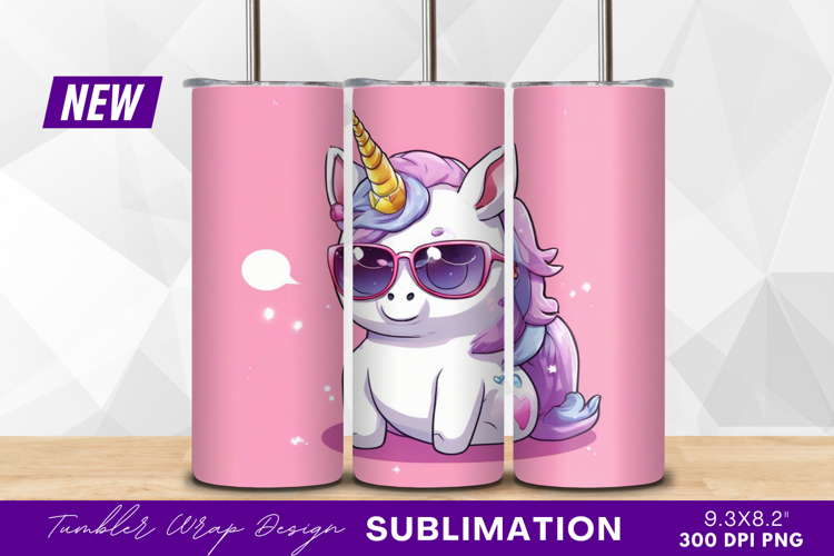 Cool unicorn wearing sunglasses illustration tumbler png