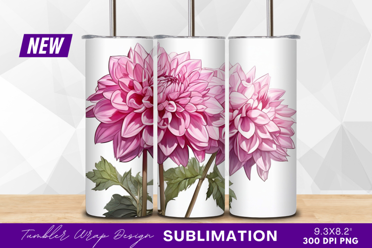 Two pink dahlia flowers on white background tumbler png