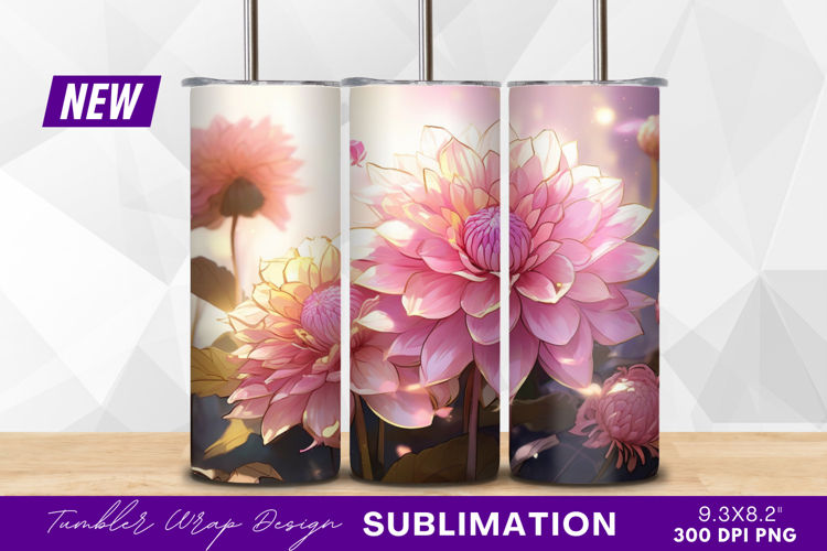 Elegant pink dahlias bloom in gentle light tumbler png