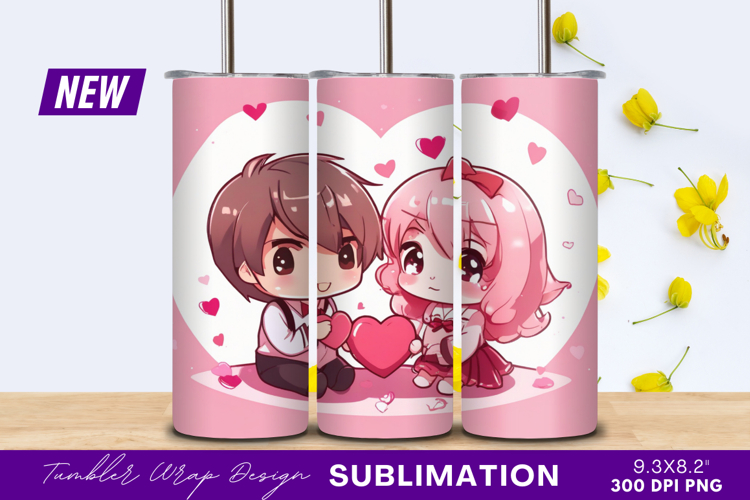 Cute Couple Valentines Day Tumbler Png Design