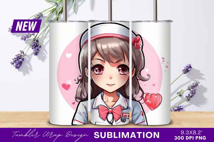 Cute Anime Nurse Girl Digital Illustration Tumbler Png