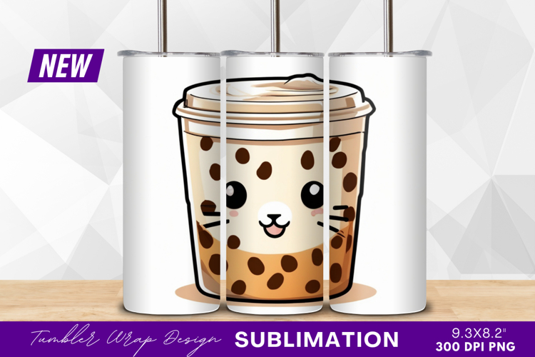 Cute Bubble Tea Cartoon Character Tumbler Png example image 1