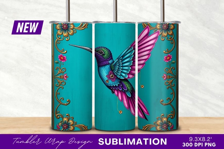 Colorful Hummingbird Art With Floral Frame Design