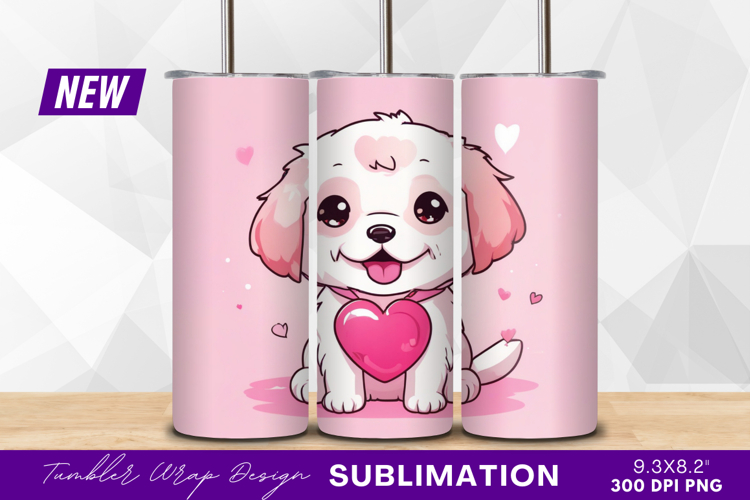 Cute Puppy With Heart Valentines Day Gift Tumbler Png