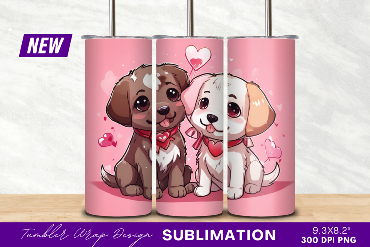 Two cute puppies love valentines day illustration tumbler