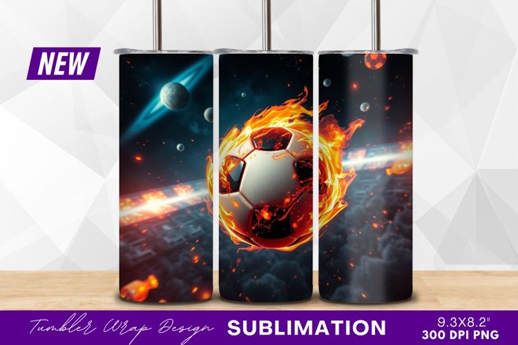 Fiery Soccer Ball In Space Tumbler Png
