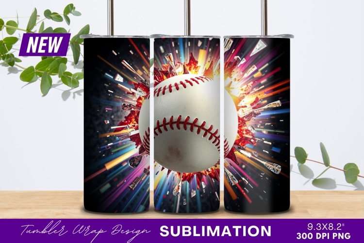 Baseball impact with shattered glass tumbler png example image 1