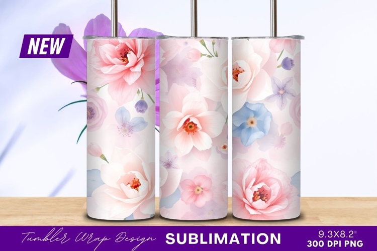 Pastel floral pattern tumbler png design