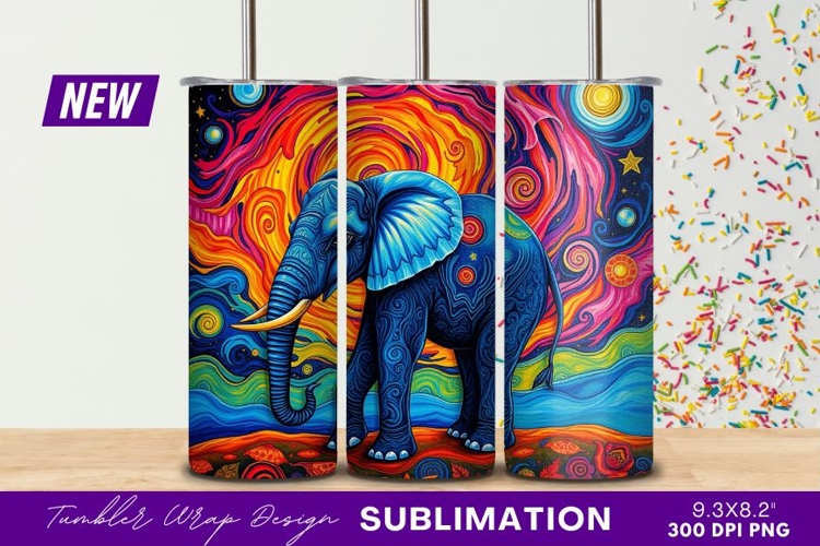 Psychedelic Elephant In A Colorful Universe Tumbler