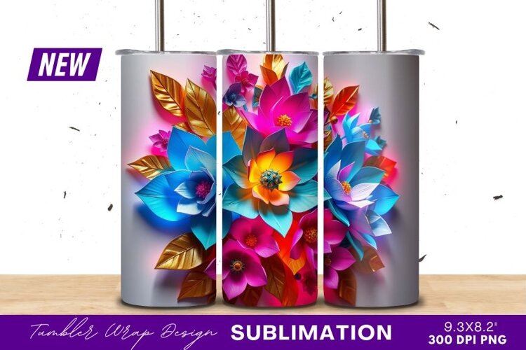 Vibrant Colorful Floral Arrangement With Golden Tumbler example image 1