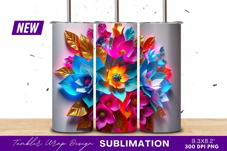 Vibrant Colorful Floral Arrangement With Golden Tumbler