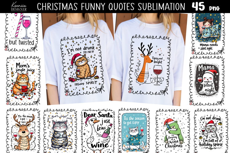 Funny Christmas Quotes|Trendy T Shirt Sublimation Bundle