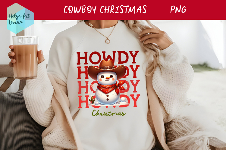 Christmas Cowboy Snowman T-shirt PNG