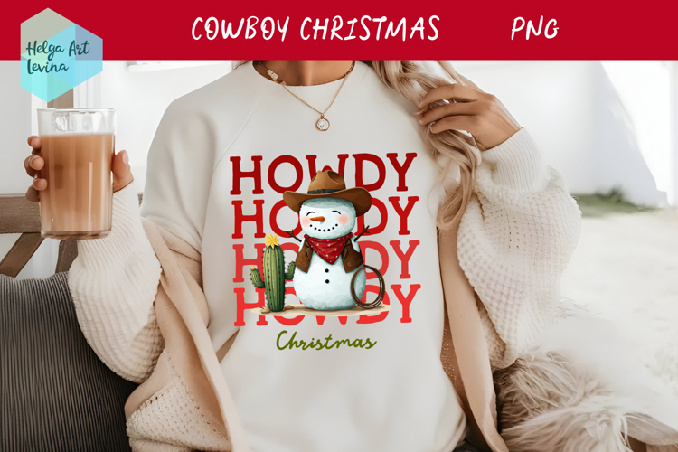 Christmas Cowboy Snowman T-shirt PNG