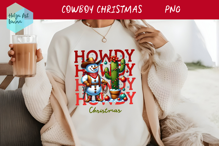 Christmas Cowboy Snowman T-shirt PNG
