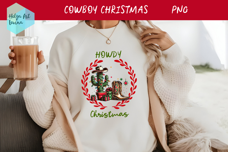 Christmas Cowboy boots T-shirt PNG