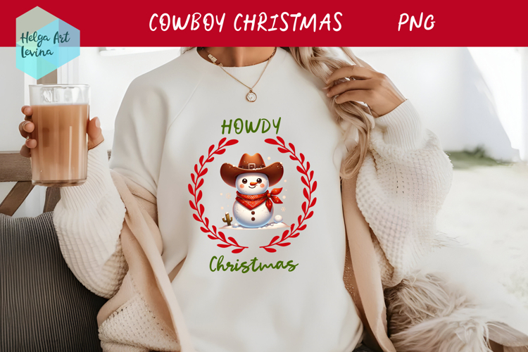 Christmas Cowboy Snowman T-shirt PNG