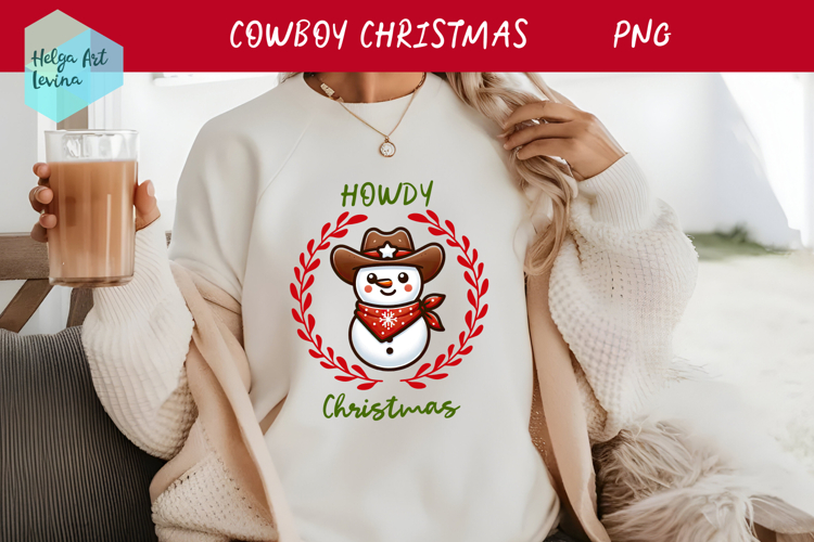 Christmas Cowboy Snowman T-shirt PNG