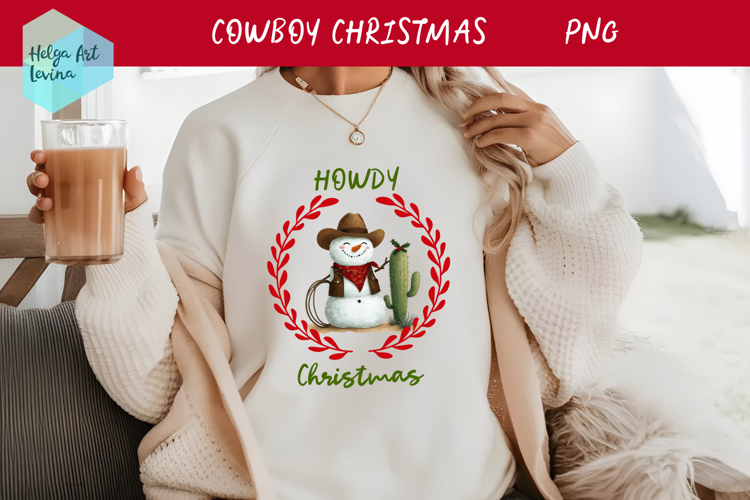 Christmas Cowboy Snowman T-shirt PNG