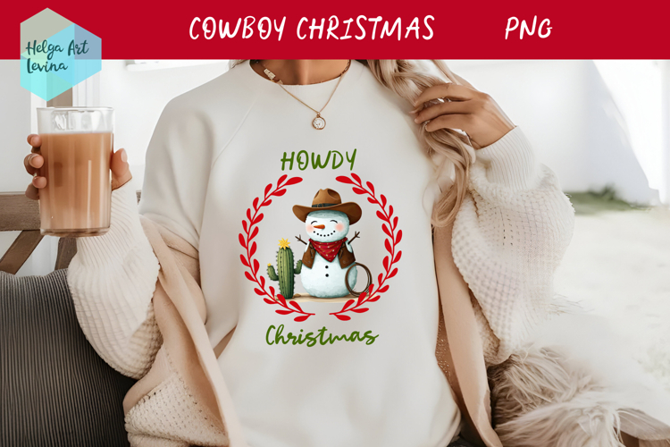 Christmas Cowboy Snowman T-shirt PNG