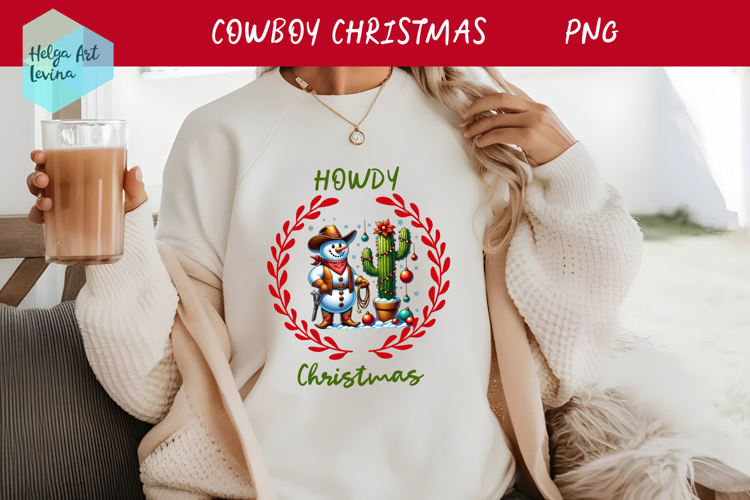 Christmas Cowboy Snowman T-shirt PNG