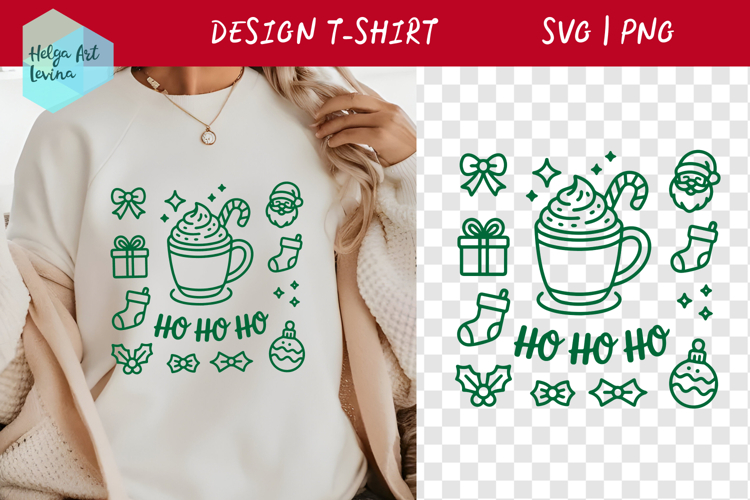 Christmas Hot Drinks Sublimation T-shirt SVG