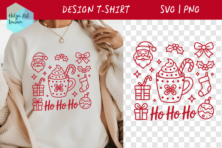 Christmas Hot Drinks Sublimation T-shirt SVG