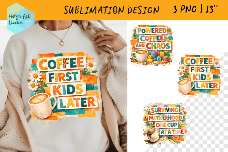 Mama Coffee Quote Collage. Clipart PNG