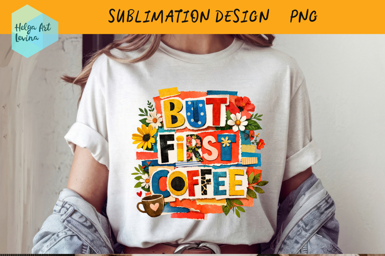 Coffee Quote Collage. Clipart PNG