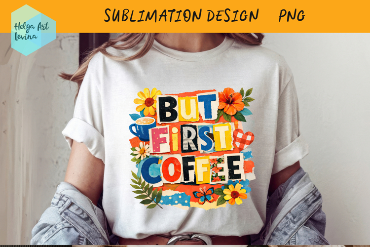 Coffee Quote Collage. Clipart PNG