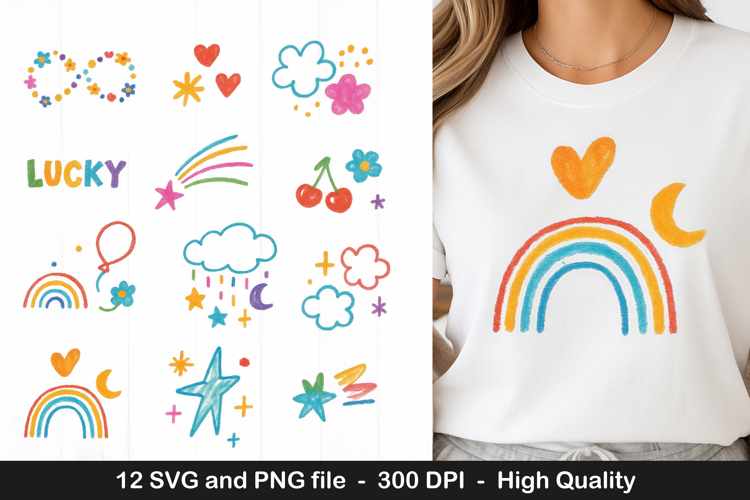 Colorful hand draw Doodle clipart SVG and PNG