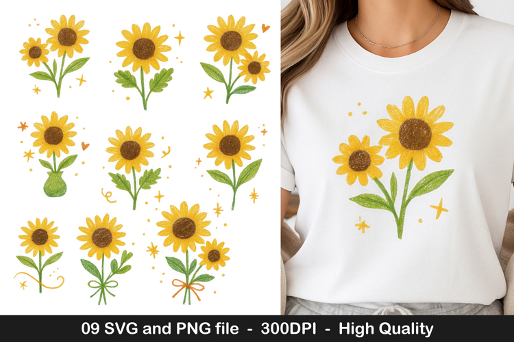 watercolor sunflower SVG & PNG Design T-Shirts, Mugs & Craft