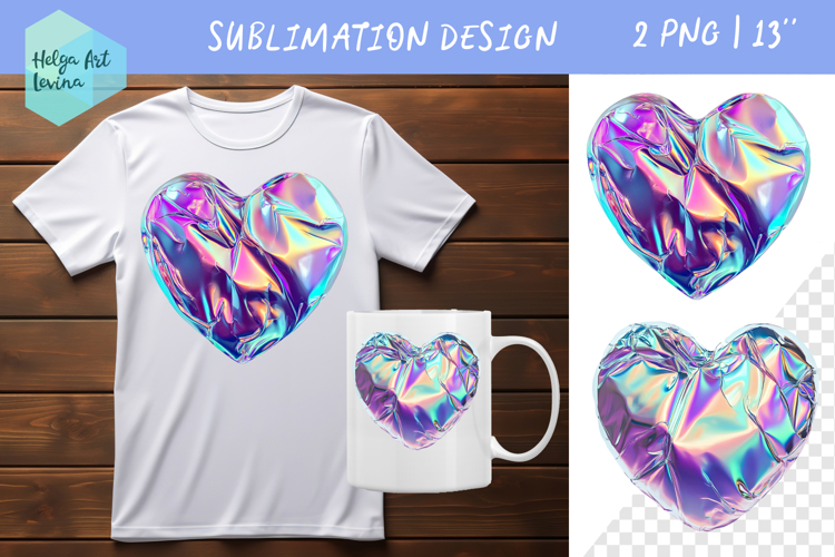 Heart holographic Sublimation | T-shirt PNG