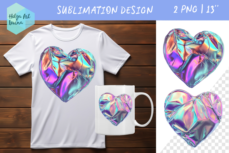 Heart holographic Sublimation | T-shirt PNG