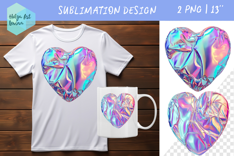 Heart holographic Sublimation | T-shirt PNG