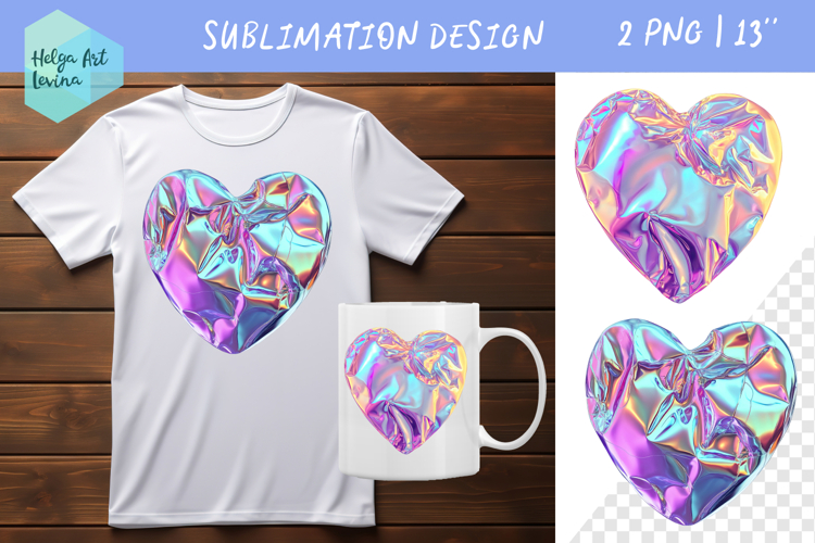 Heart holographic Sublimation | T-shirt PNG