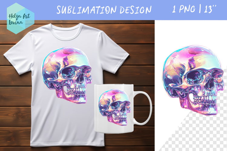 Scull holographic Sublimation | T-shirt PNG
