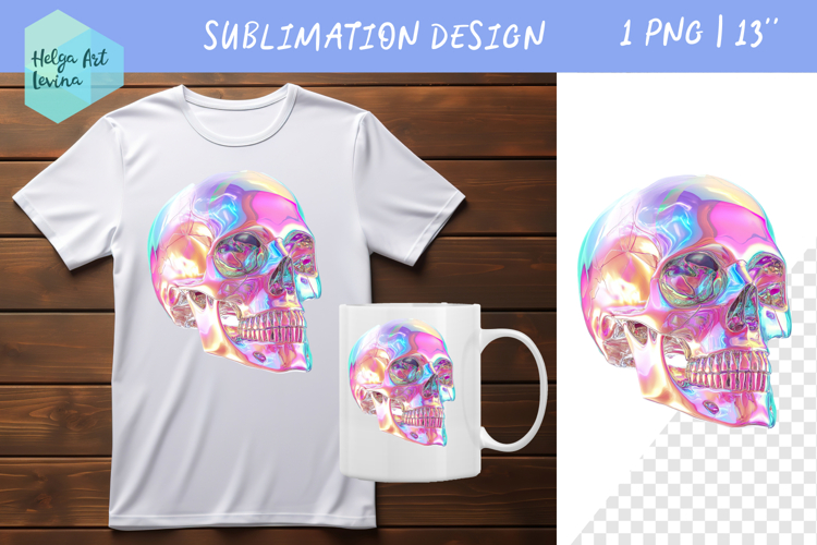 Scull holographic Sublimation | T-shirt PNG