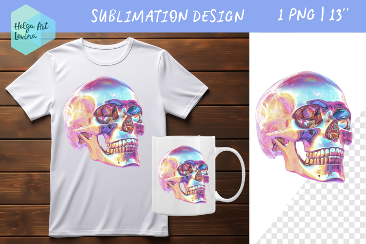 Scull holographic Sublimation | T-shirt PNG