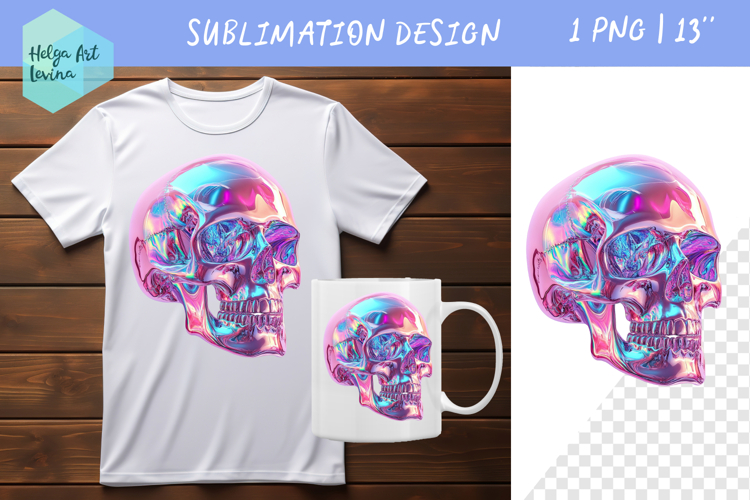 Scull holographic Sublimation | T-shirt PNG