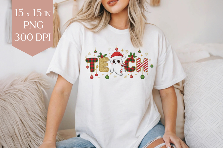 Christmas Ghost Teacher PNG, Teach Sublimation Design