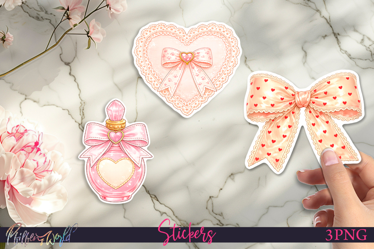 Coquette Stickers | Cute Girly Aesthetic Clipart | Bow