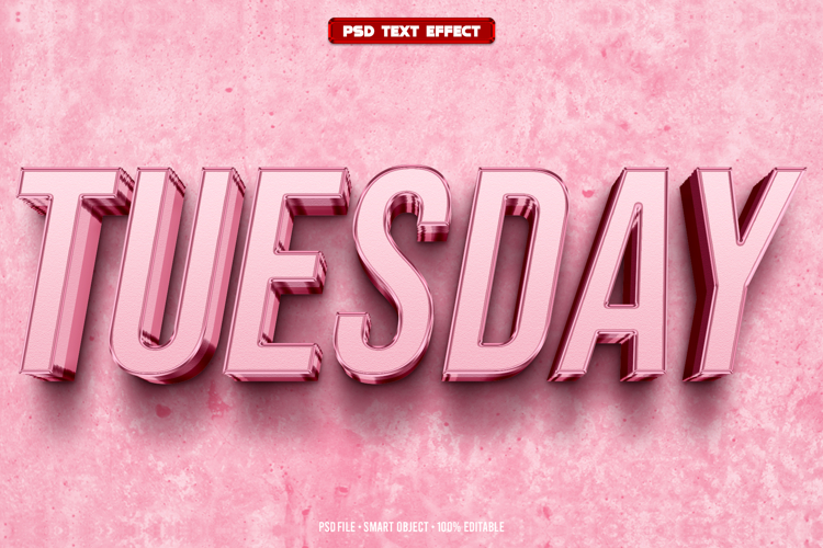 Tuesday 3D editable text effect